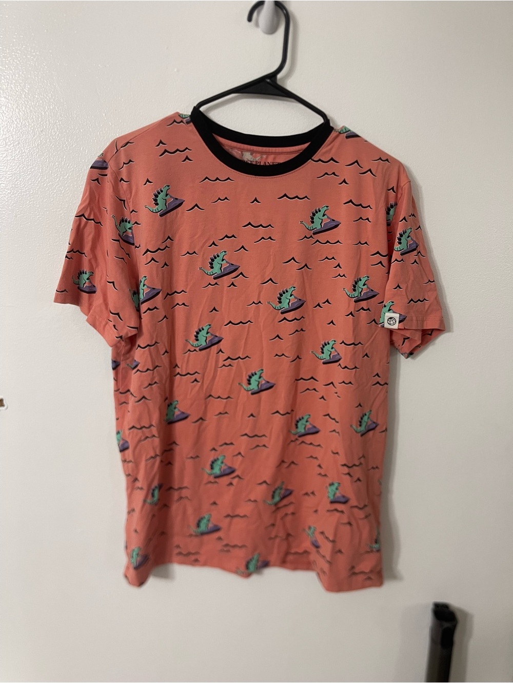 Free Planet Coral Surf Graphic Tee with Black Collar